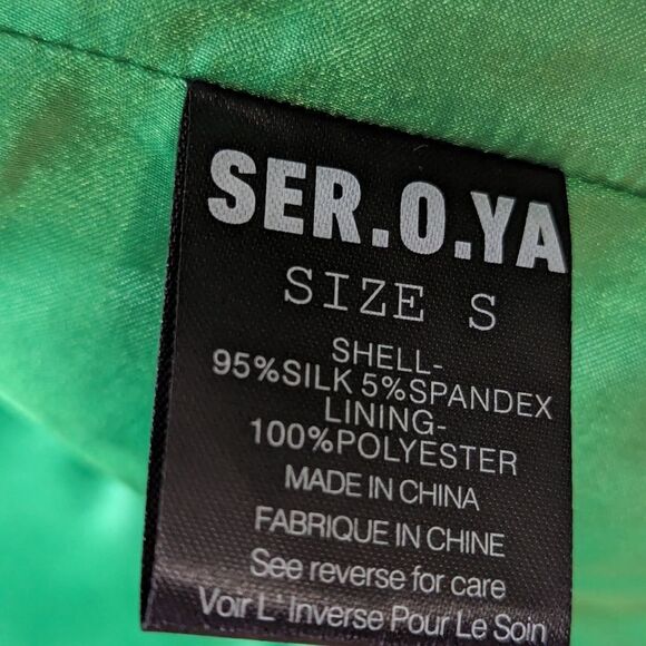 Ser.o.ya Silk Electric Green Motlee Street-to-Event Blazer‎ Sz S NWOT - Picture 11 of 14